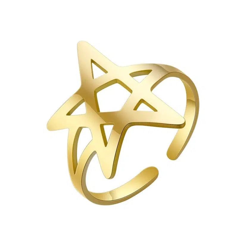 Pagan Pentagram Ring Wicca Symbol Ring-MoonChildWorld