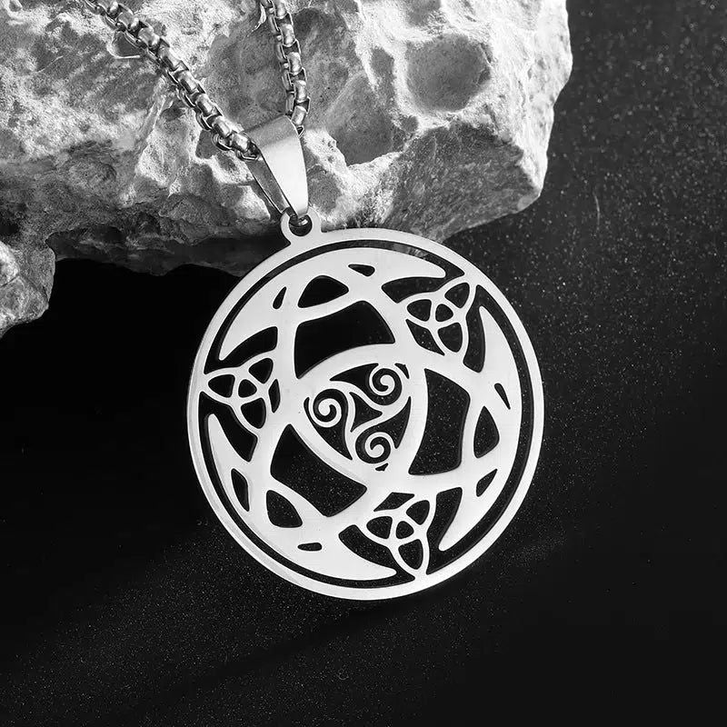 Celtic Witch's Knot Spiral Triangle Knot Necklace-MoonChildWorld