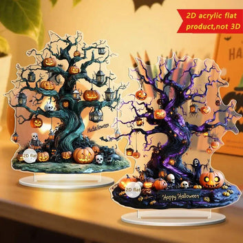 2D Acrylic Spooky Pumpkin Ghost Tree of life Halloween Desktop Ornaments