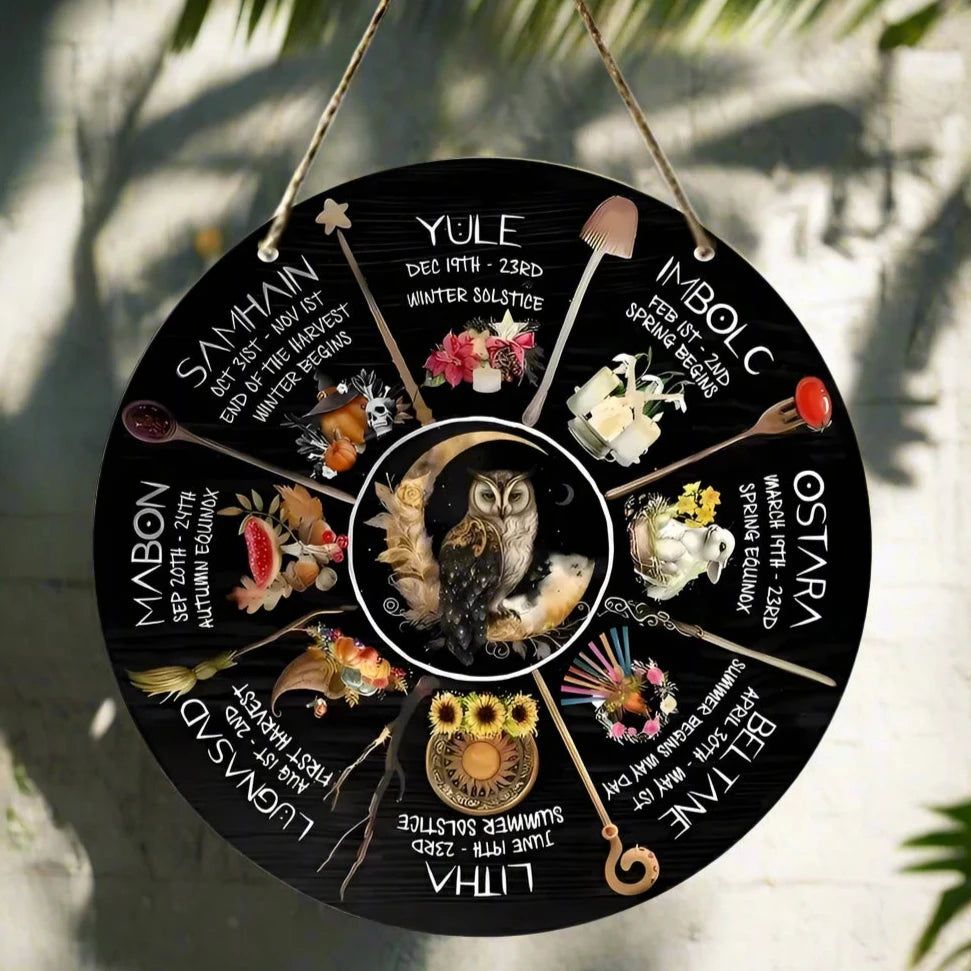 Magical Wheel of Year Pagan Festival Sign Pagan Calendar Wooden Sign-MoonChildWorld