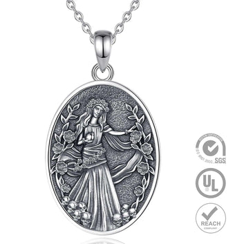 925 Sterling Silver Dark Goddess Persephone Necklace Pomegranate Skull Pendant Greek Mythology Wiccan Jewelry