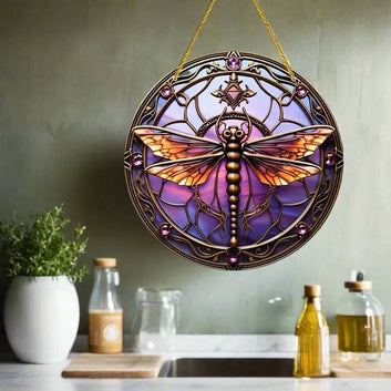 Beautiful Dragonfly Suncatcher Witchy Acrylic Round Sign