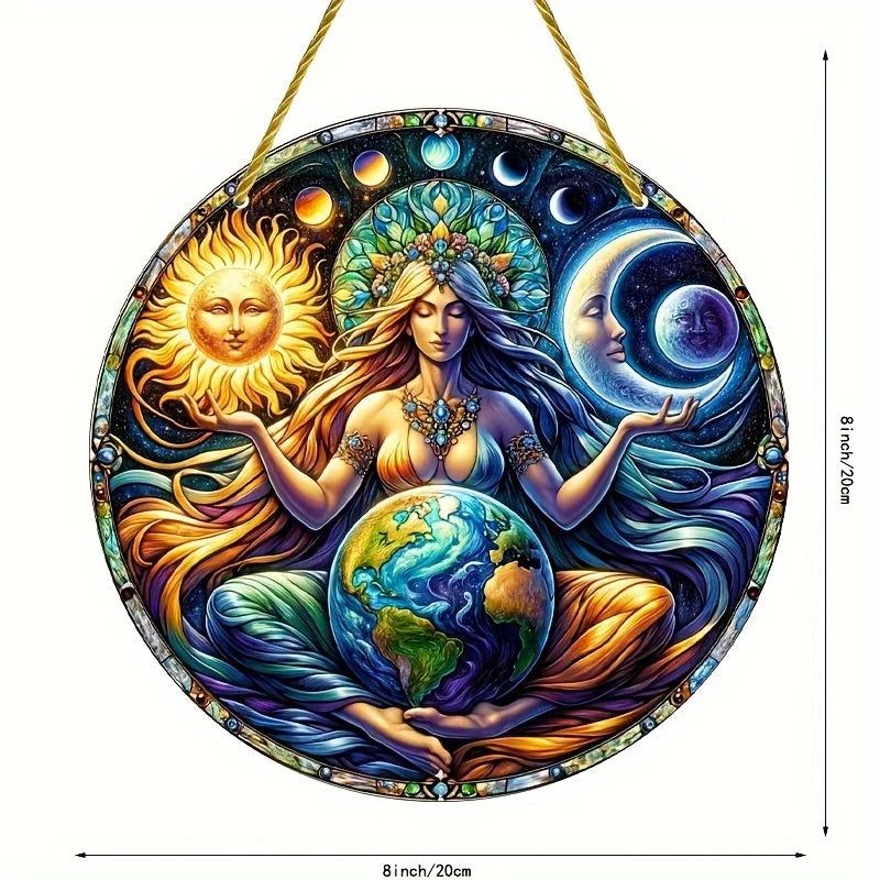 Gaia Goddess Suncatcher Wicca Pagan Acrylic Round Sign Mother Earth Suncatcher-MoonChildWorld