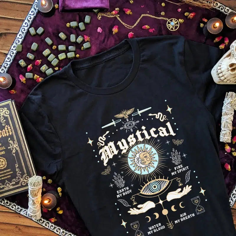 Mystical Celestial T Shirt Magic Occult Witch T-shirt-MoonChildWorld