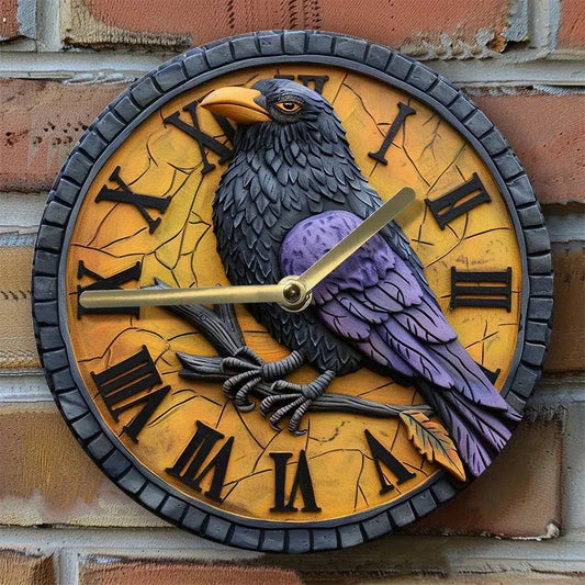 Gothic Crow Wall Clock Dark Raven Wall Clock