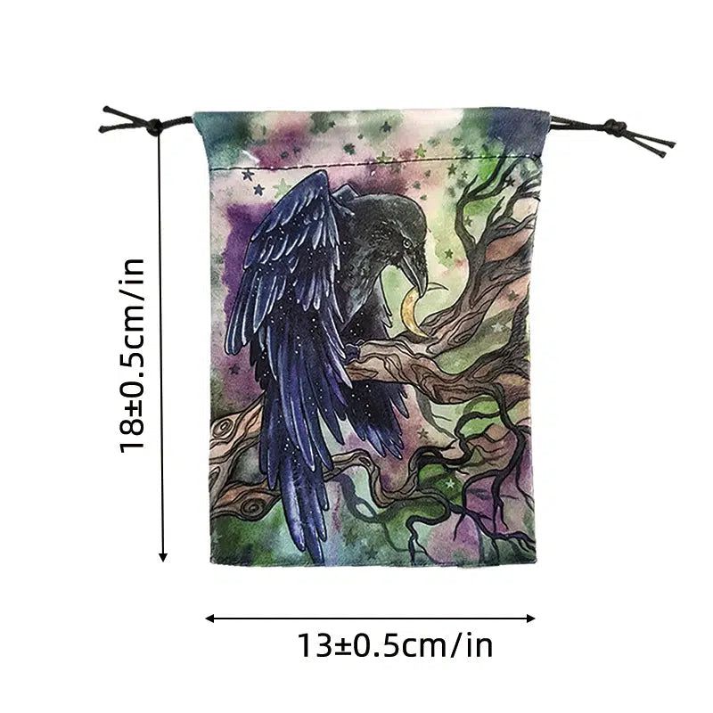 Crow Tarot Pouch Velvet Tarot Storage Bag Witch Tarot Bag-MoonChildWorld