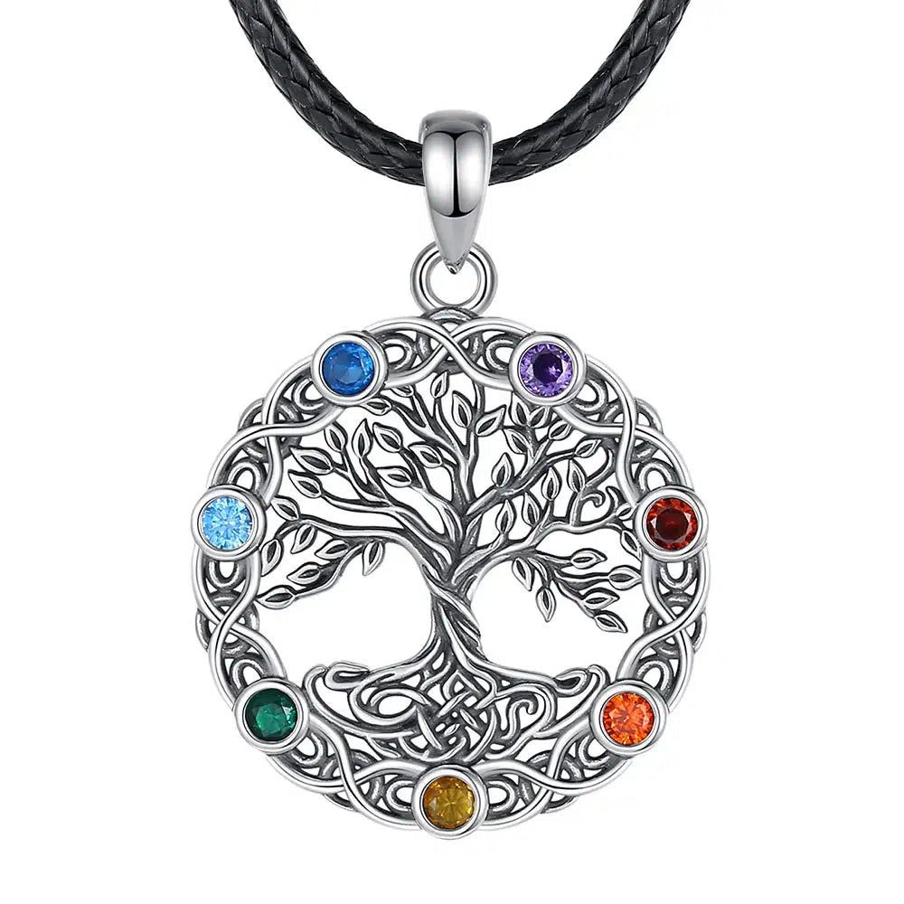 Celtic Pagan Tree of Life Necklace 7 Color Chakra Jewelry-MoonChildWorld