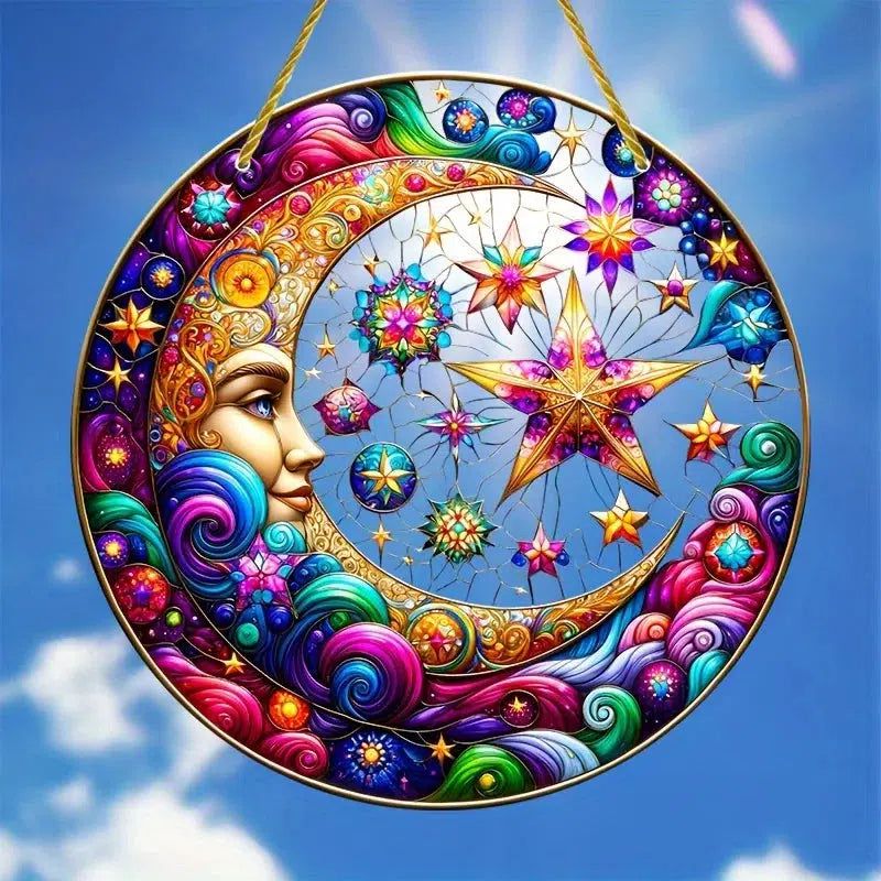 Star Moon Suncatcher Celestial Moon Acrylic Sign-MoonChildWorld