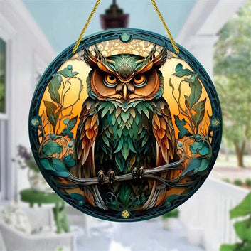 Spiritual Owl Suncatcher Witchy Acrylic Round Sign