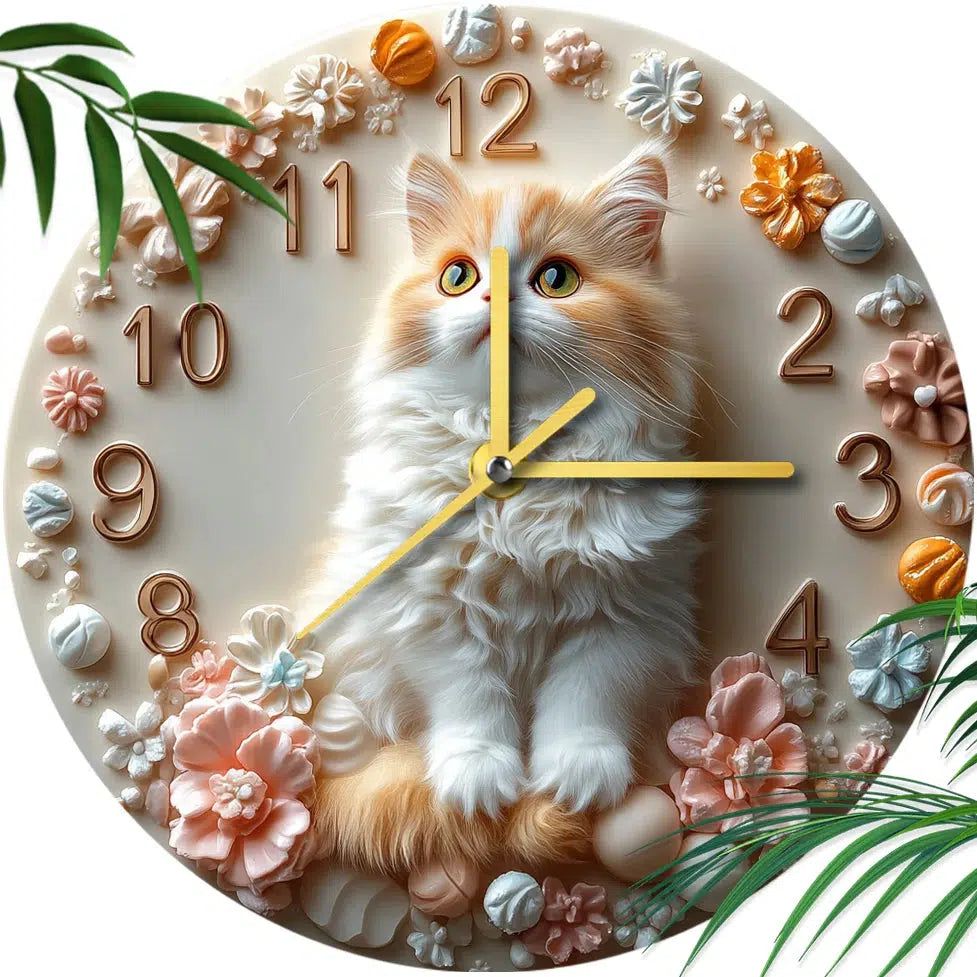 Persian Cat Siamese Cat Wall Clock for Cat Lovers-MoonChildWorld