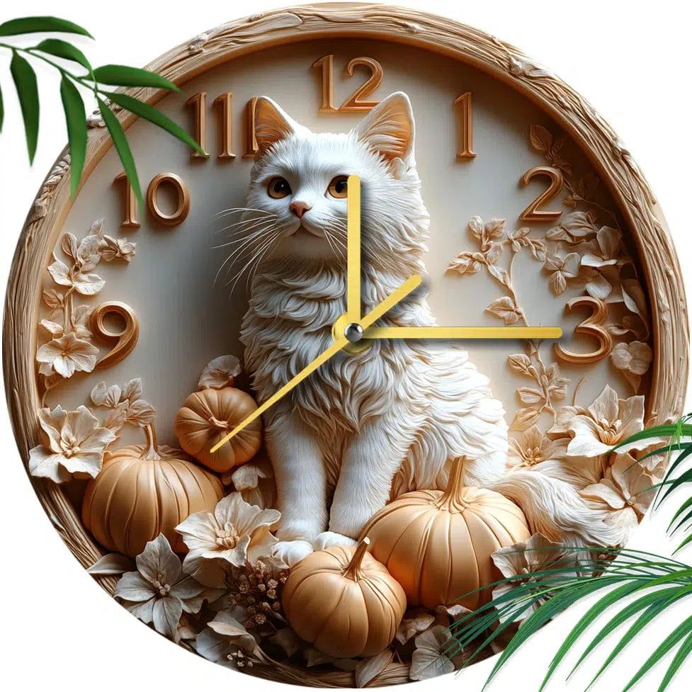 British Longhair Cat Wall Clock for Cat Lovers-MoonChildWorld