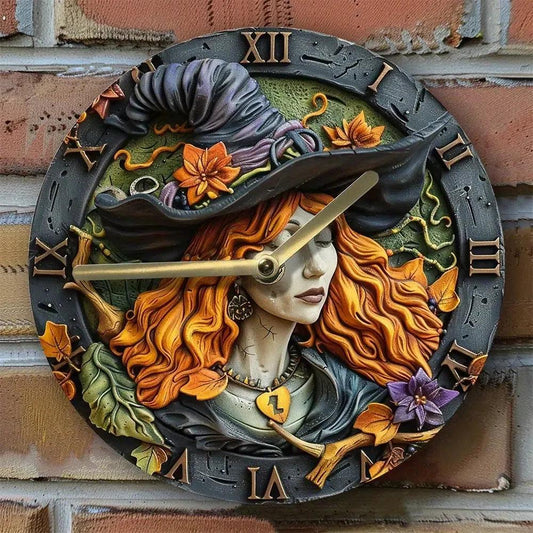 Witchy Wall Clock - Halloween Wall Clock for Witch Home Decor