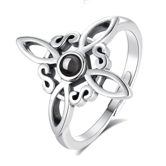 Obsidian Irish Celtic Knot Witchcraft Ring Wicca Jewelry