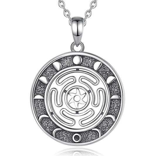 Hekate Wheel Necklace Moon Phases Witchcraft Jewelry
