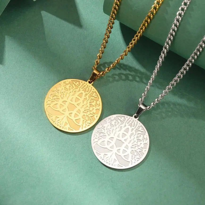 Trinity Knot Tree of Life Necklace Triquetra Moon Phase Tree of life Necklace-MoonChildWorld