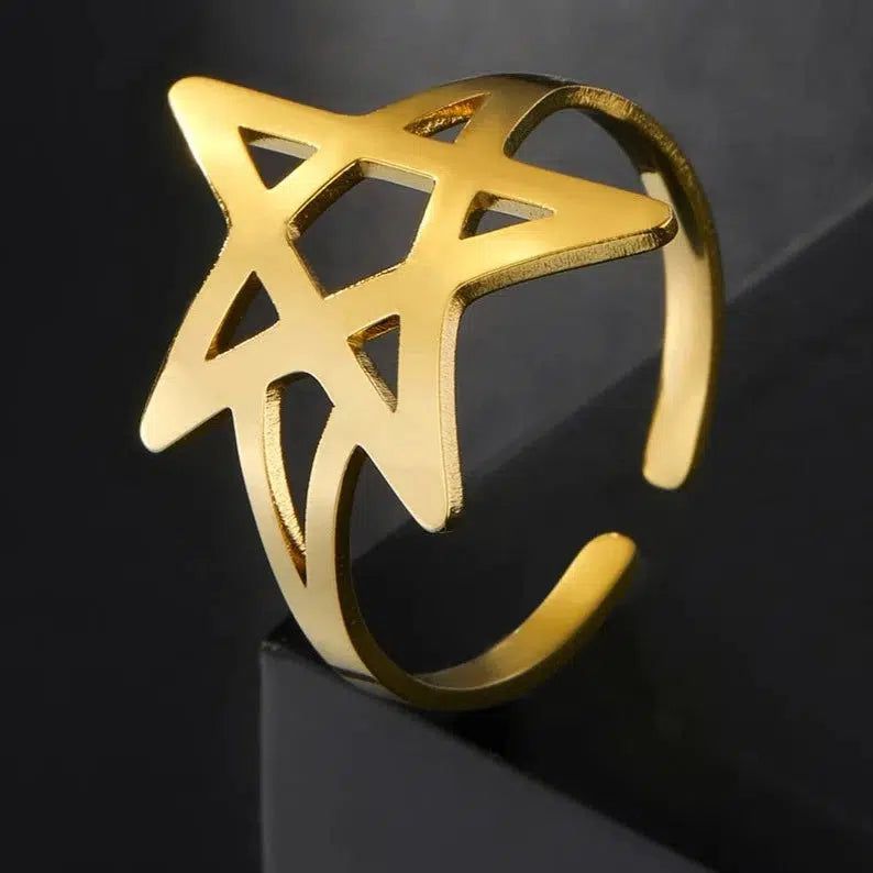 Pagan Pentagram Ring Wicca Symbol Ring-MoonChildWorld