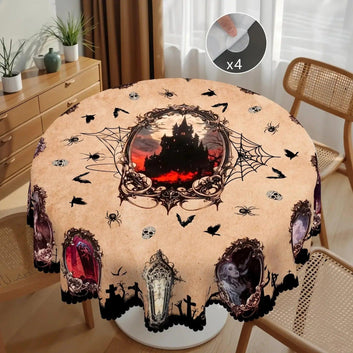 Vampire Witch Gothic Castle Tablecloth for Halloween Home Decor