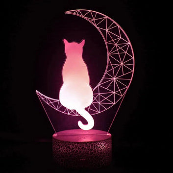 Moon Cat 3D Illusion Lamp Cat on the Moon LED Night Light