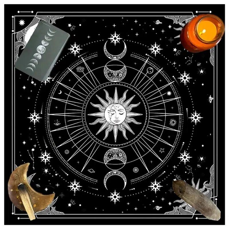 Sun Moon Tarot Card Tablecloth Astrology Wicca Altar Cloth-MoonChildWorld