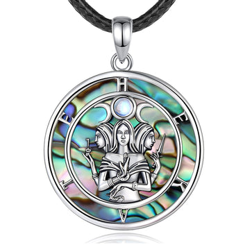 Natural Abalone Moon Goddess Necklace Hecate Amulet Jewelry