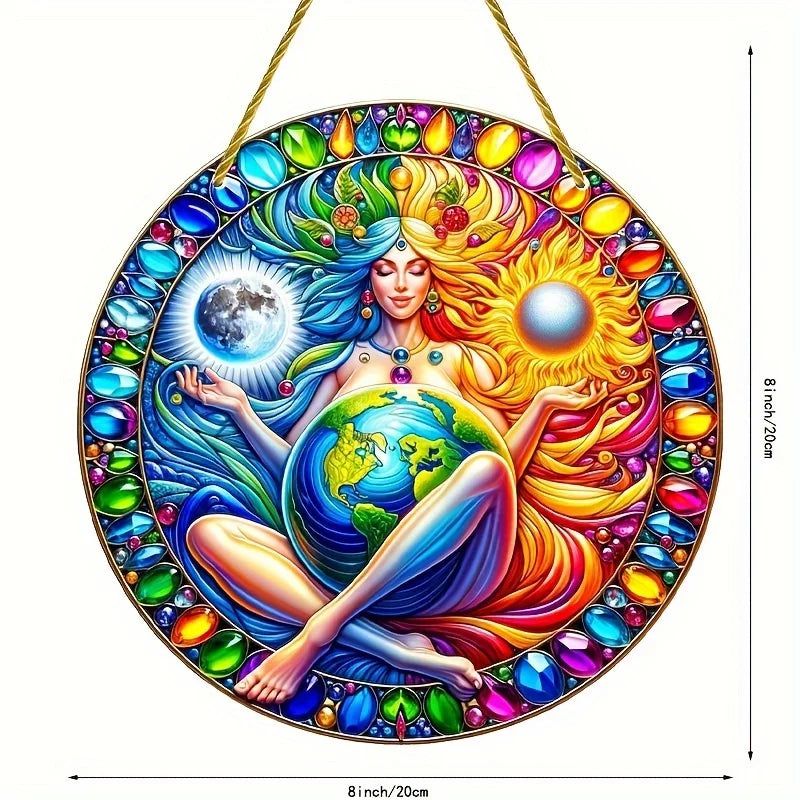 Gaia Goddess Suncatcher Wicca Pagan Acrylic Round Sign Mother Earth Suncatcher-MoonChildWorld