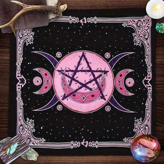 Mystical Triple Moon Wicca Altar Cloth Tarot Card Table Cloth Pagan Witchcraft Astrology Oracle Card Mat