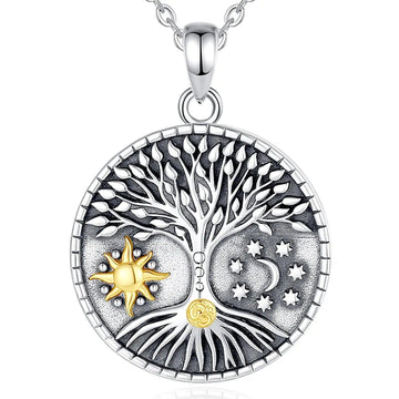 Tree of Life Necklace Wicca Pagan Sun Moon Jewelry-MoonChildWorld