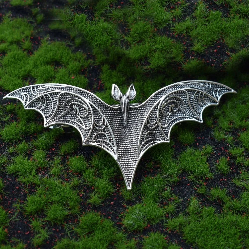 Gothic Bat Hairpin Halloween Bat Barrette Barrette Witchy Hair Accessory-MoonChildWorld