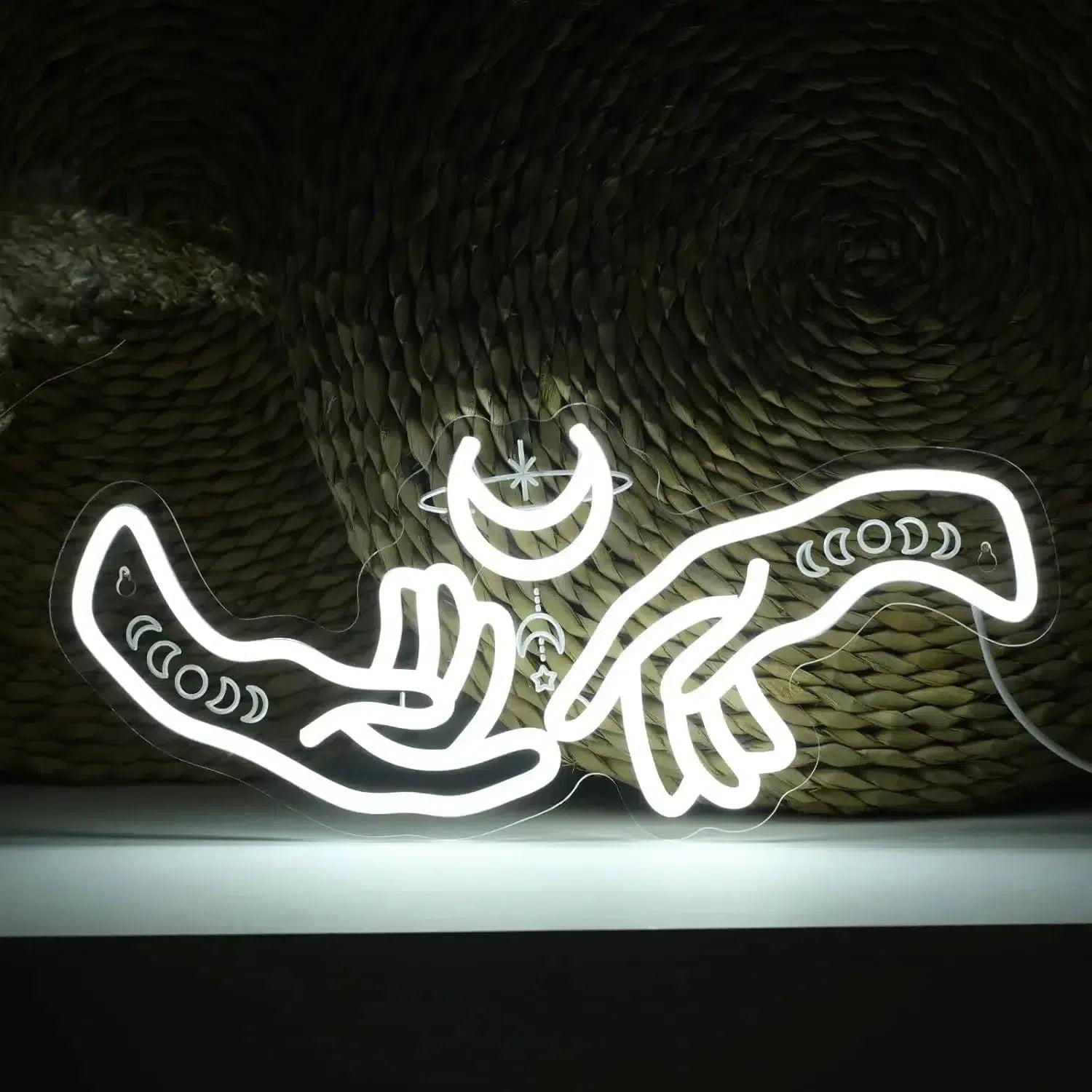 Witchy Hand Neon Sign Moon Phases and Hands Neon Lights For Wiccan Wall Decor-MoonChildWorld