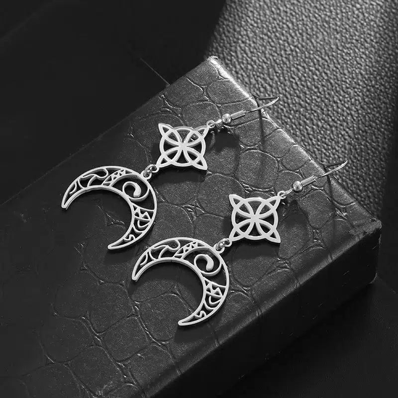 Wicca Moon Celtic Knot Earrings Witch Jewelry-MoonChildWorld