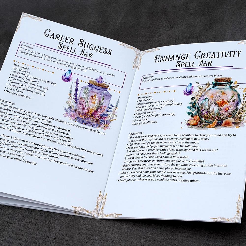 Spell Jar Guide: 20 Witchcraft Recipes for Building, Charging & Disposal and Blank Grimoire Page-MoonChildWorld