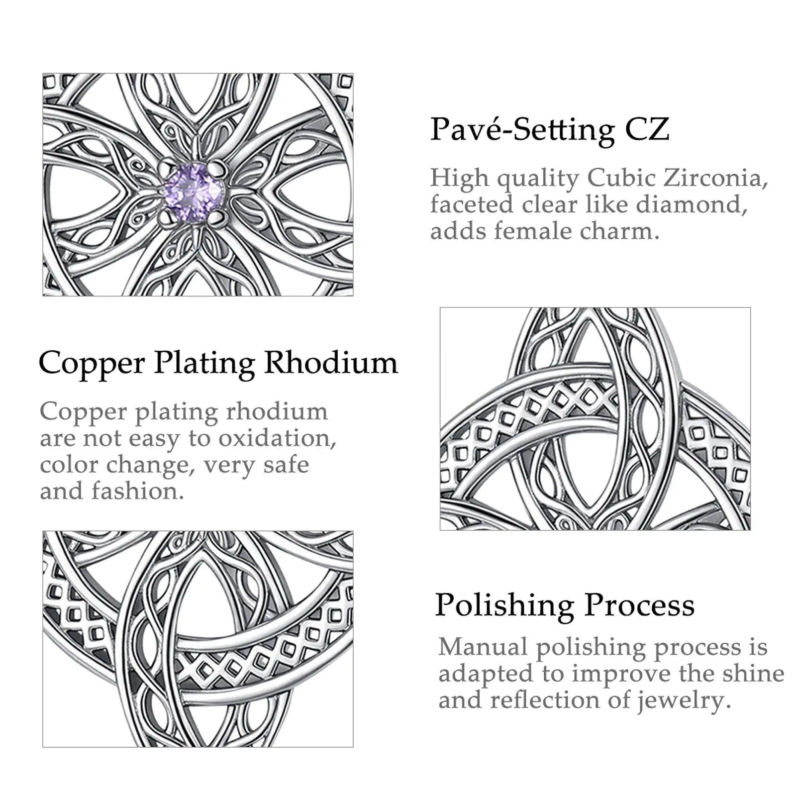 925 Silver Magic Witch Knot Zirconia Pendant Irish Celtic Knot Lucky Amulet Necklace Wicca Pagan Jewelry-MoonChildWorld
