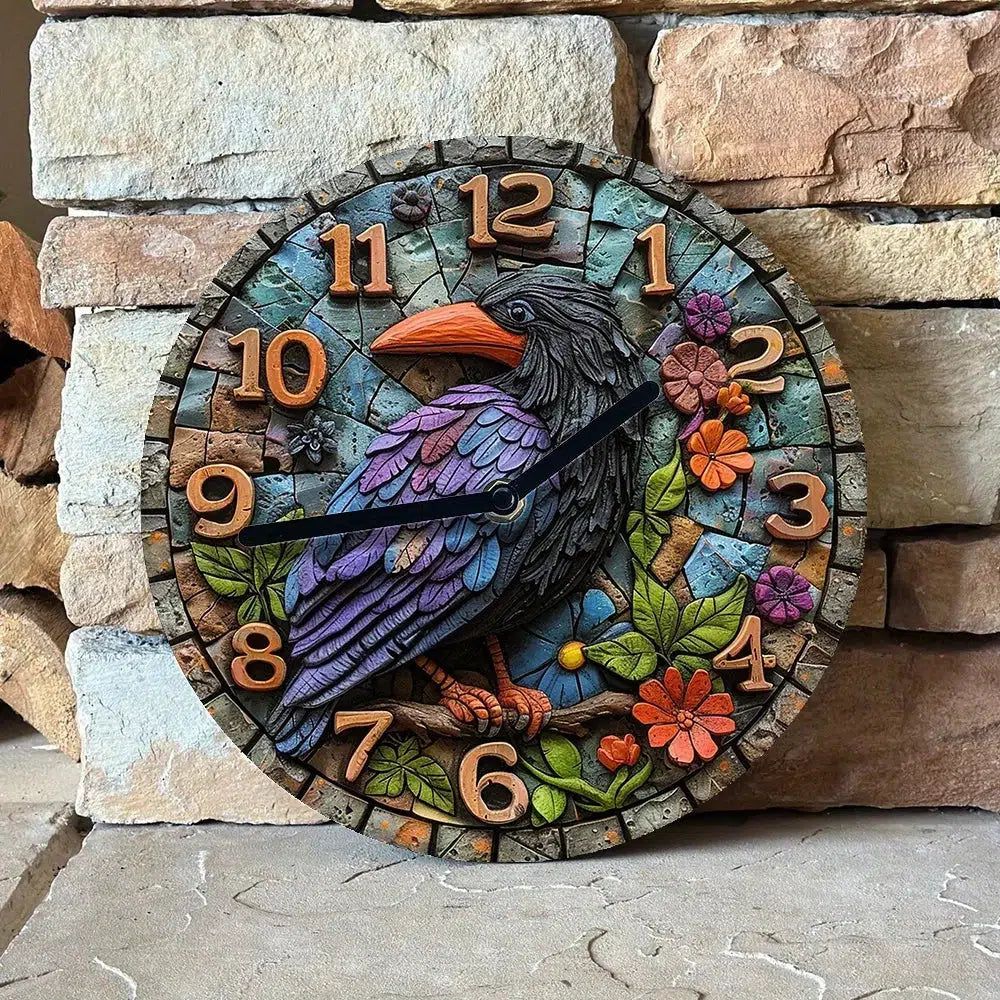 Gothic Crow Wall Clock Dark Raven Wall Clock-MoonChildWorld