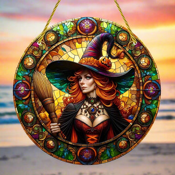 Halloween Witch Suncatcher Witchy Window Hanging Decor-MoonChildWorld