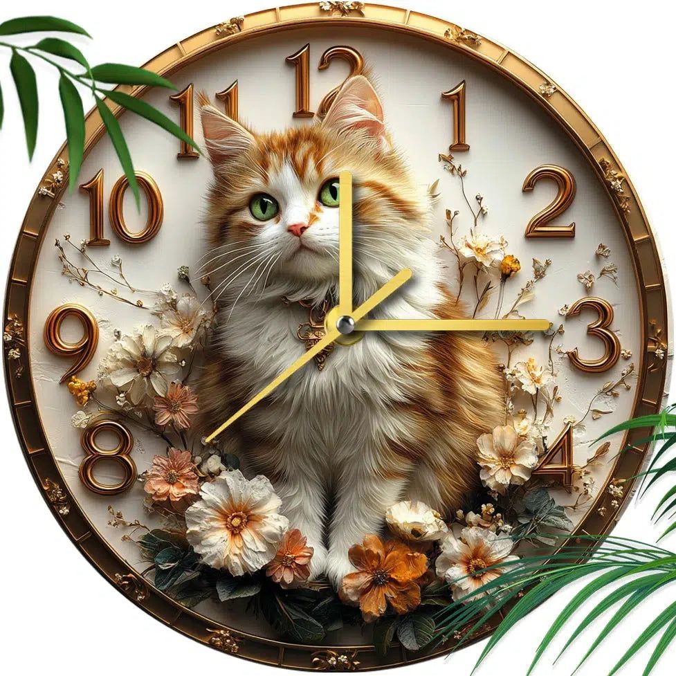 British Longhair Cat Wall Clock for Cat Lovers-MoonChildWorld