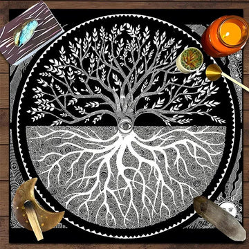 Witchcraft Tarot Tablecloth Sun Moon Tree of life Pagan Altar Cloth Wicca Divination Cloth-MoonChildWorld