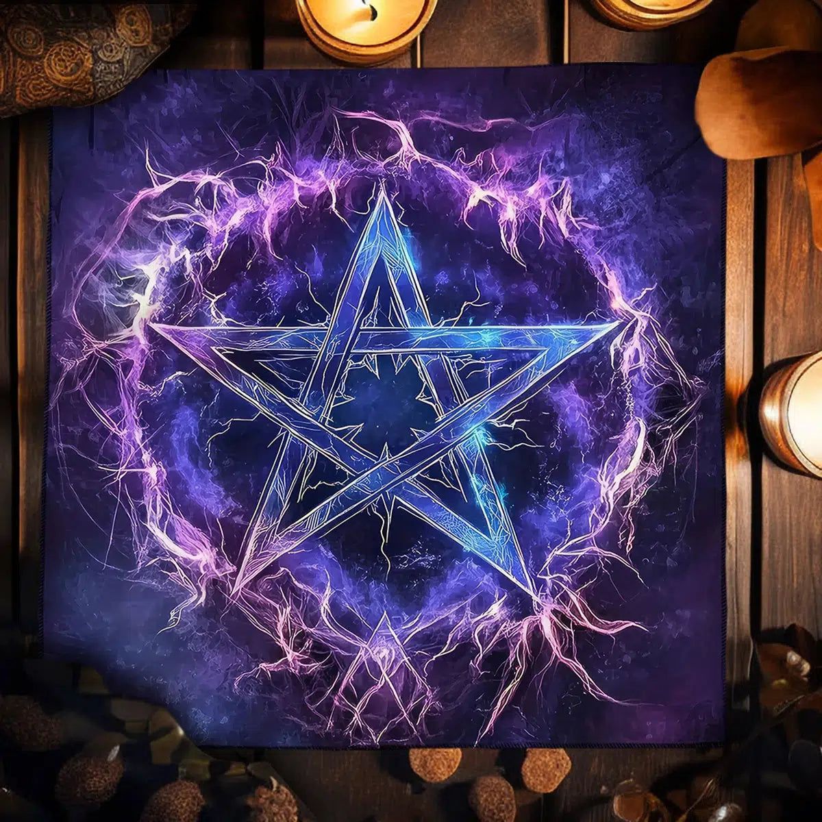 Wicca Pentacle Tarot Card Tablecloth Pagan Altar Cloths Witchcraft Divination Tarot Table Cloth-MoonChildWorld