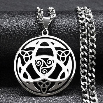 Celtic Knot Trinity Triple Spiral Pagan Necklace