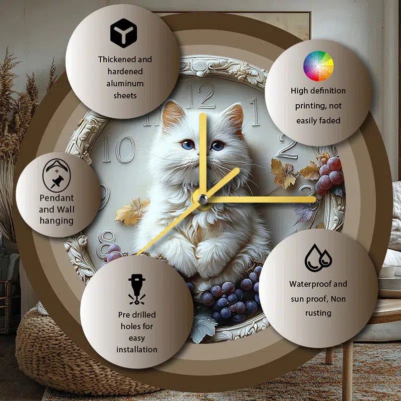 Persian Cat Wall Clock for Cat Lovers-MoonChildWorld