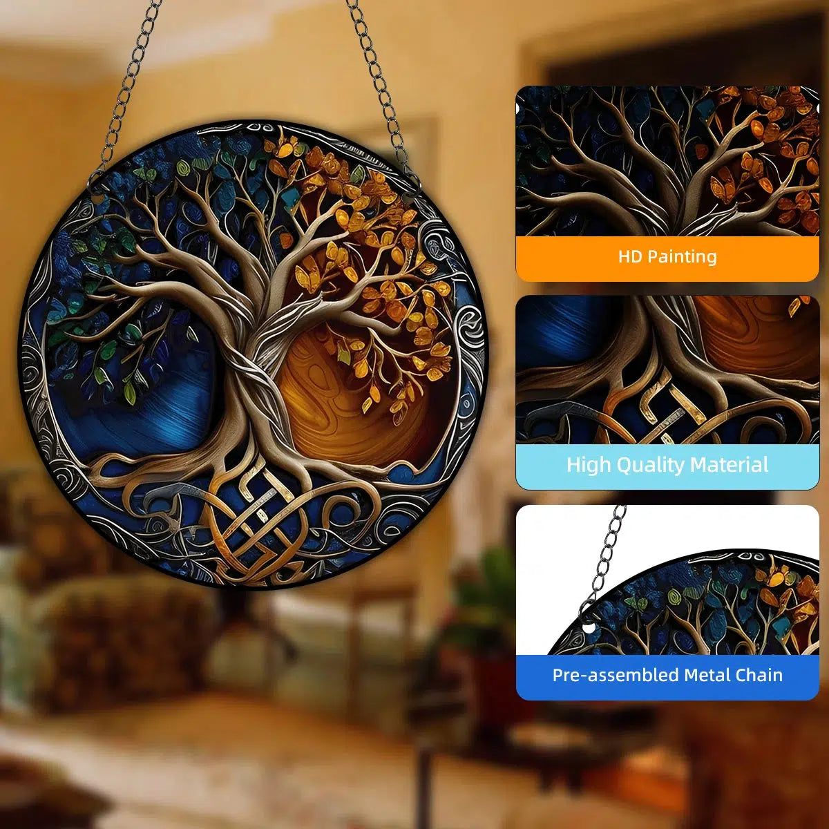 Celtic Tree of life Suncatcher Spiritual Acrylic Sign Pagan Window Wall Hanging-MoonChildWorld