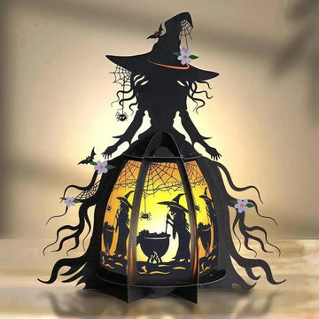 Halloween Lantern Gothic Witch Lamp - Spooky Night Light For Witchy Table Decor-MoonChildWorld