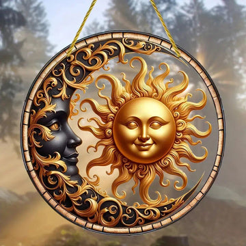 Moon Sun Catcher Celestial Acrylic Sign Sun Moon Window Hanging-MoonChildWorld