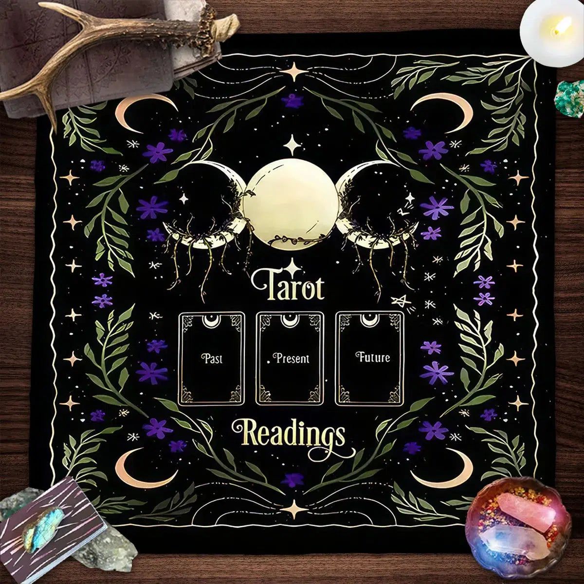 Wicca Triple Moon Tarot Tablecloth Pagan Altar Cloths Witchcraft Divination Tarot Table Cloth-MoonChildWorld