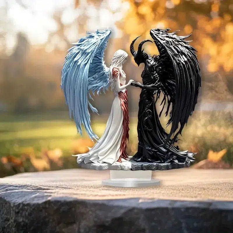 Dark Angel 2D Flat Acrylic Table Ornament Gothic Angel Desk Ornament Gothic Home Decor-MoonChildWorld