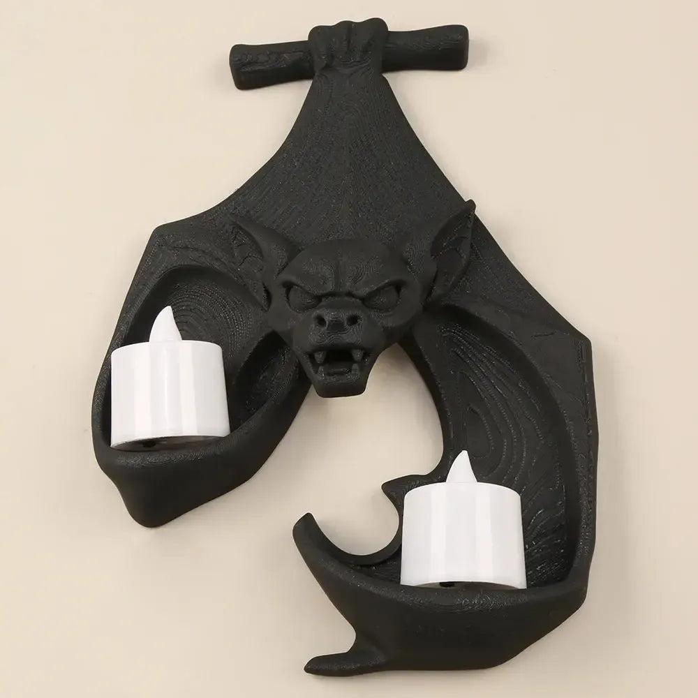 Bat Shaped Wall-Mounted Double Candelabra Dark Gothic Wall Decoration for Witch Home Decor-MoonChildWorld