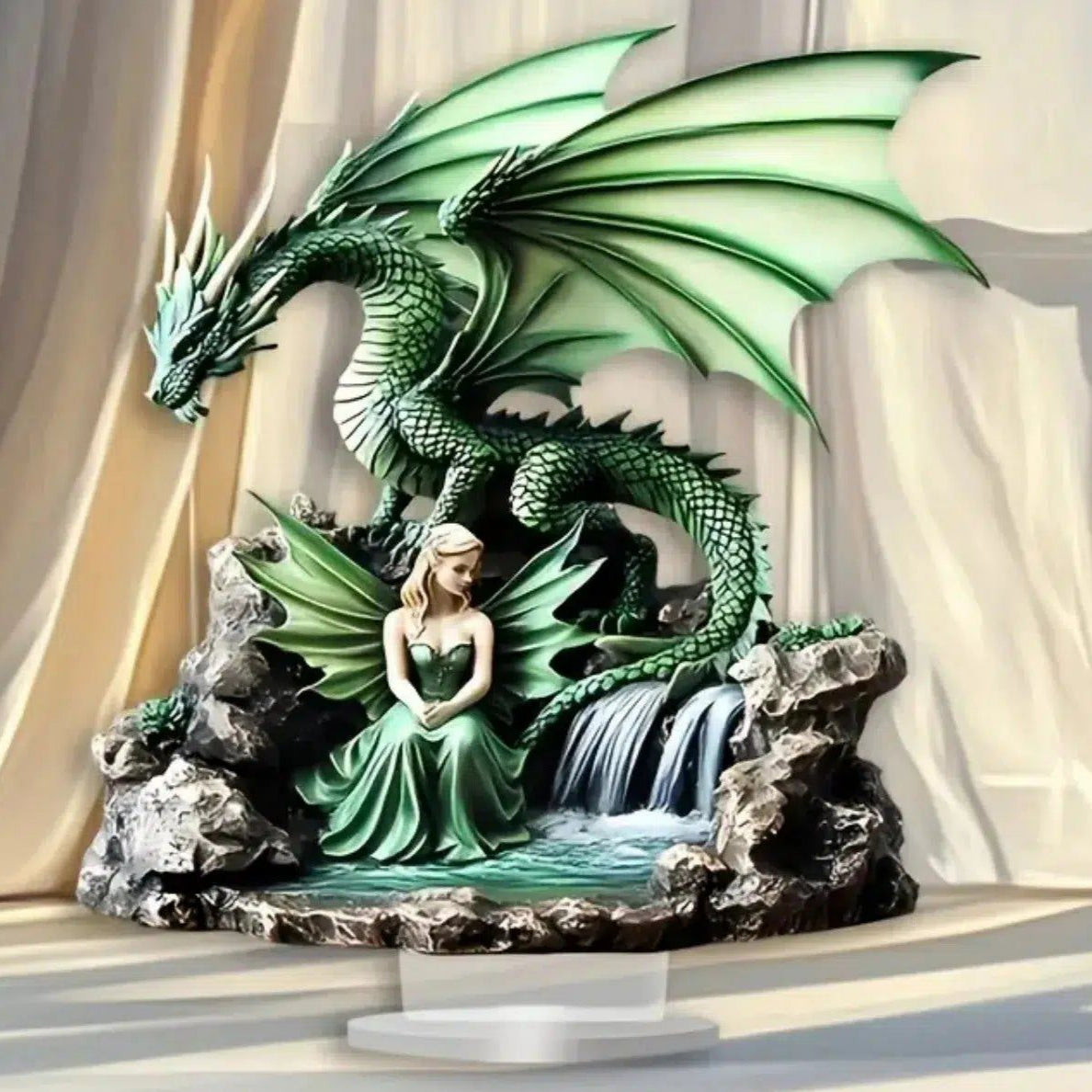 Fairy Elf & Dragon 2D Flat Acrylic Table Ornament Pagan Elves Desk Ornament Wicca Home Decor-MoonChildWorld