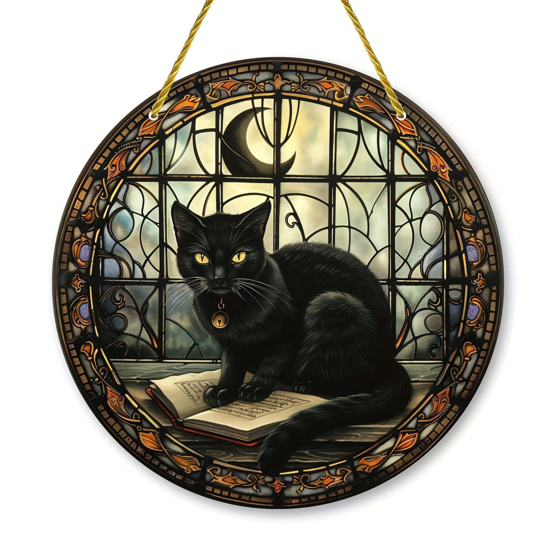 Black Cat Suncatcher Halloween Gothic Acrylic Sign Witchy Window Art-MoonChildWorld