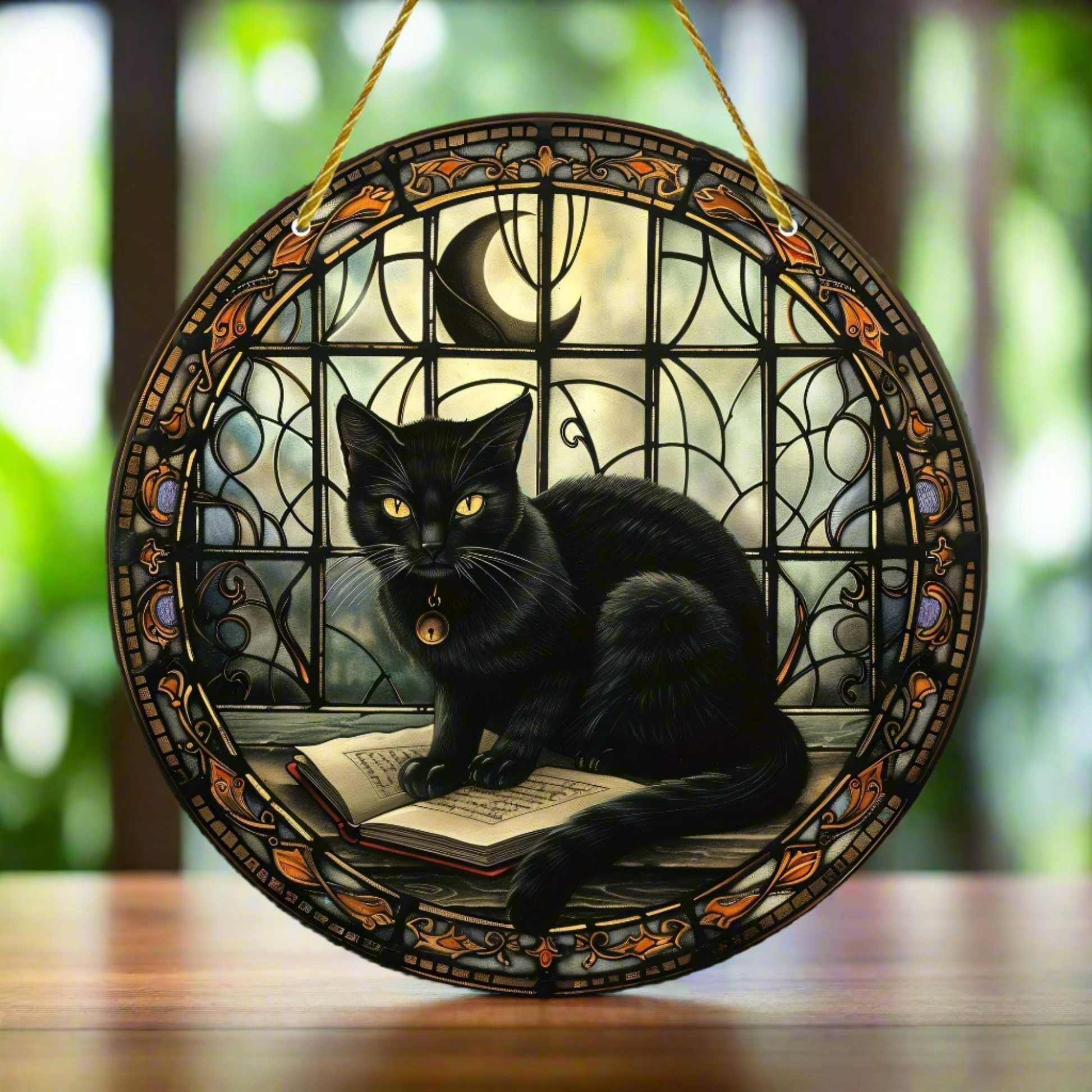 Black Cat Suncatcher Halloween Gothic Acrylic Sign Witchy Window Art-MoonChildWorld