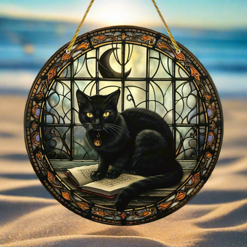 Black Cat Suncatcher Halloween Gothic Acrylic Sign Witchy Window Art-MoonChildWorld