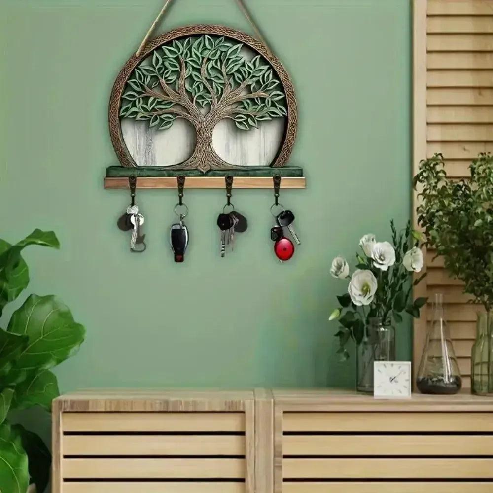 2D Tree of Life Wooden Multifunctional Home Key Holder Pagan Home Decoration-MoonChildWorld